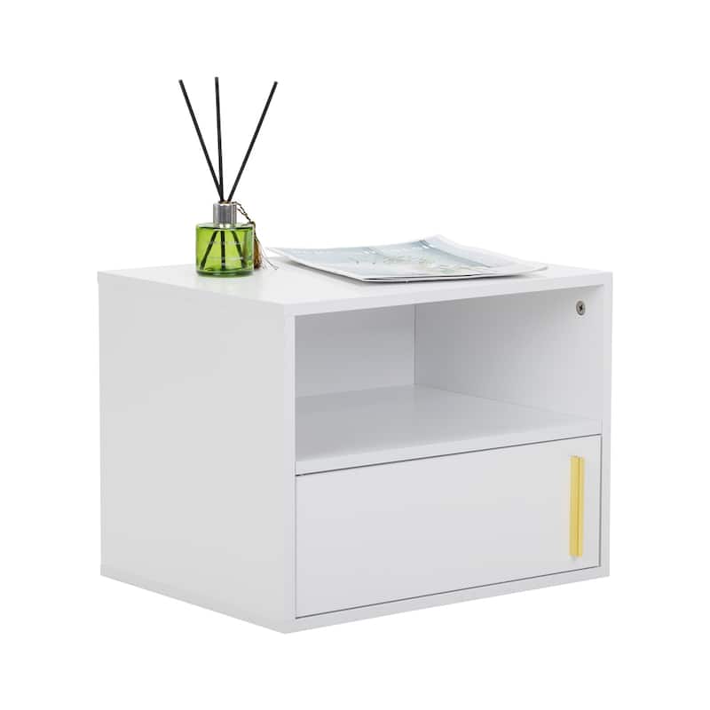 Wall-Mounted Wood Nightstand with Swing Door (Set of 2)
