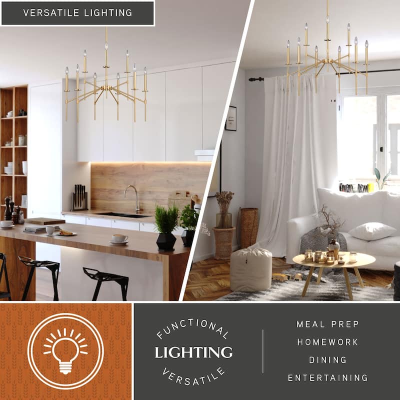 Kedzie 9 Light Brass Mid-Century Modern Chandelier