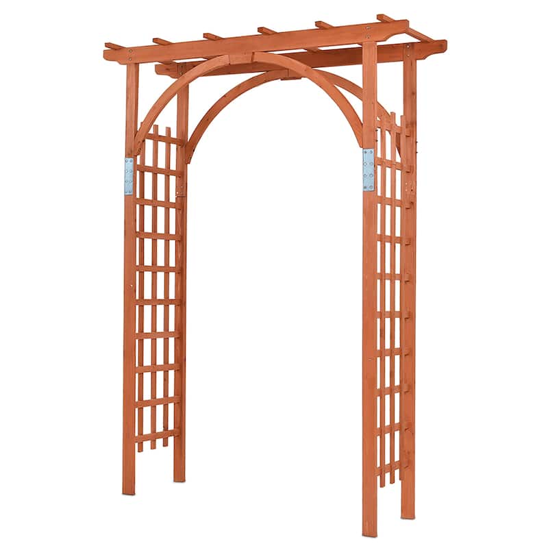 84.5" Outdoor Wood Arbor Natural Finish Arch Trellis Pergola Lattice