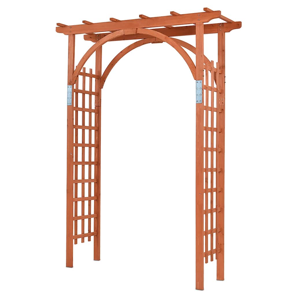 84.5" Outdoor Wood Arbor Natural Finish Arch Trellis Pergola Lattice