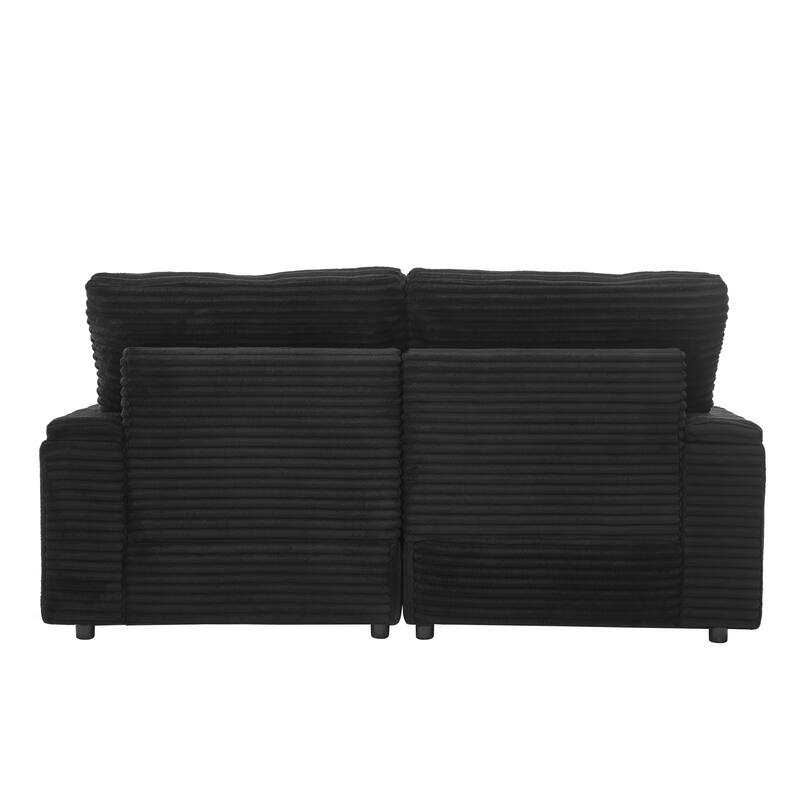 Convertible Corduroy Loveseat with Dual Ottomans by Harper&Bright Designs