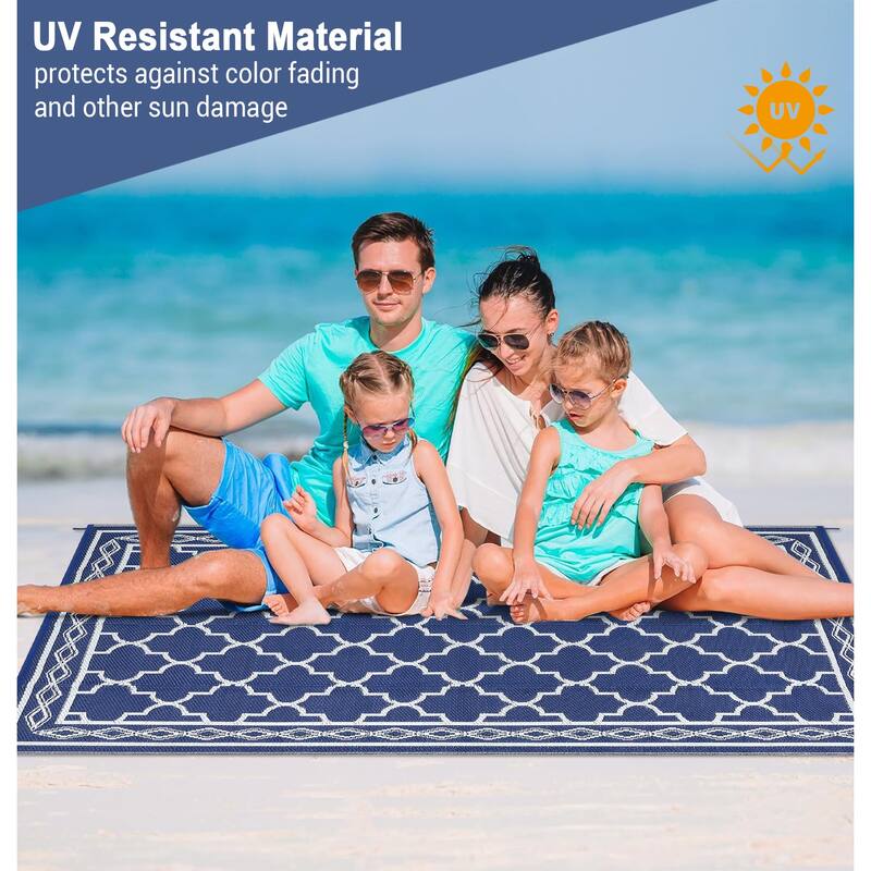 Outdoor Rug Waterproof Reversible Rug Outside Plastic Carpet, Stain & UV Resistant Portable RV Rug
