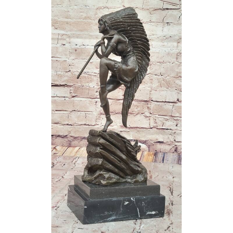 Native American Indian Woman Tribal Medicine Dance Shaman Bronze Sculpture Decor