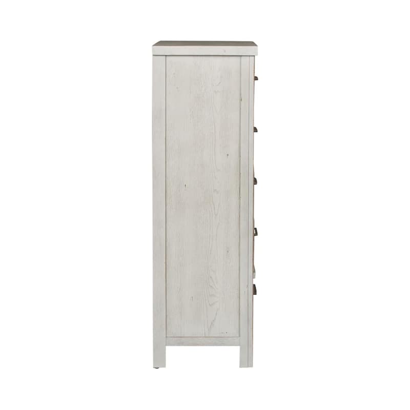 Modern Farmhouse Flea Market White Distressed 5 Drawer Chest
