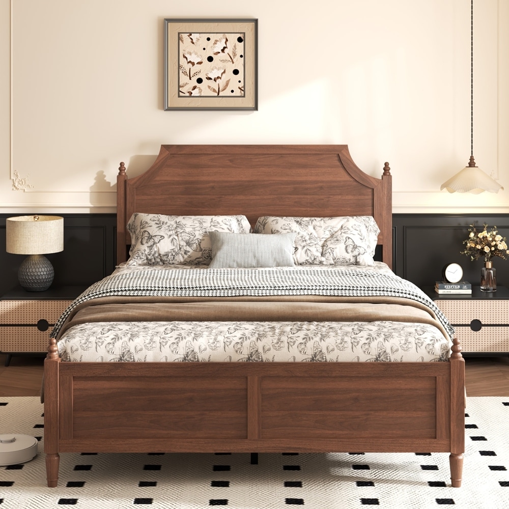 Farmhouse Platform Bed Frame with Headboard and Footboard