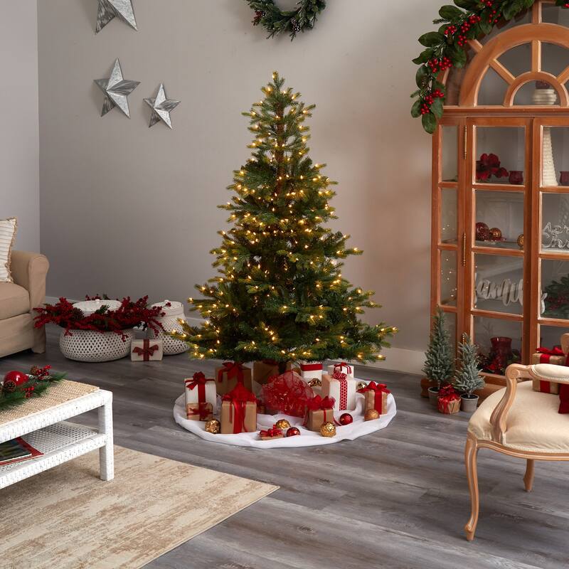 6ft. Spruce Artificial Christmas Tree with 350 Clear Lights & 631 Branches - Classic Seasonal Holiday X-Mas Tree