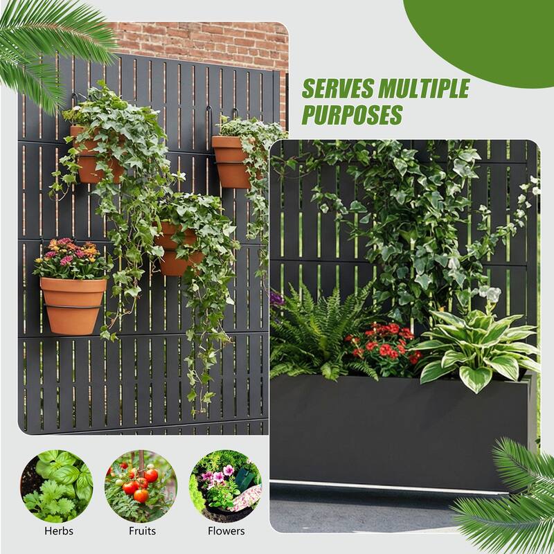 Outdoor Metal Planter Box Raised Garden Beds with Trellis (Set of 2)