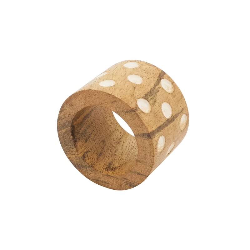 Charming Rusticity Dot Wooden Napkin Ring (Set of 4) - Natural - Set of 4