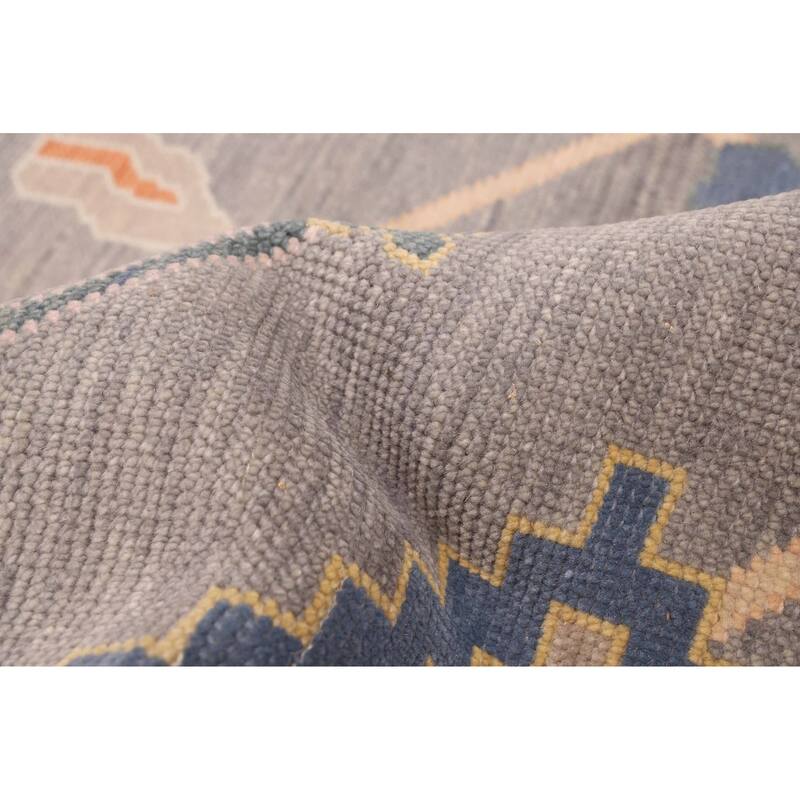 ECARPETGALLERY Hand-knotted Modern Oushak Dark Grey Wool Rug - 8'0 x 9'11