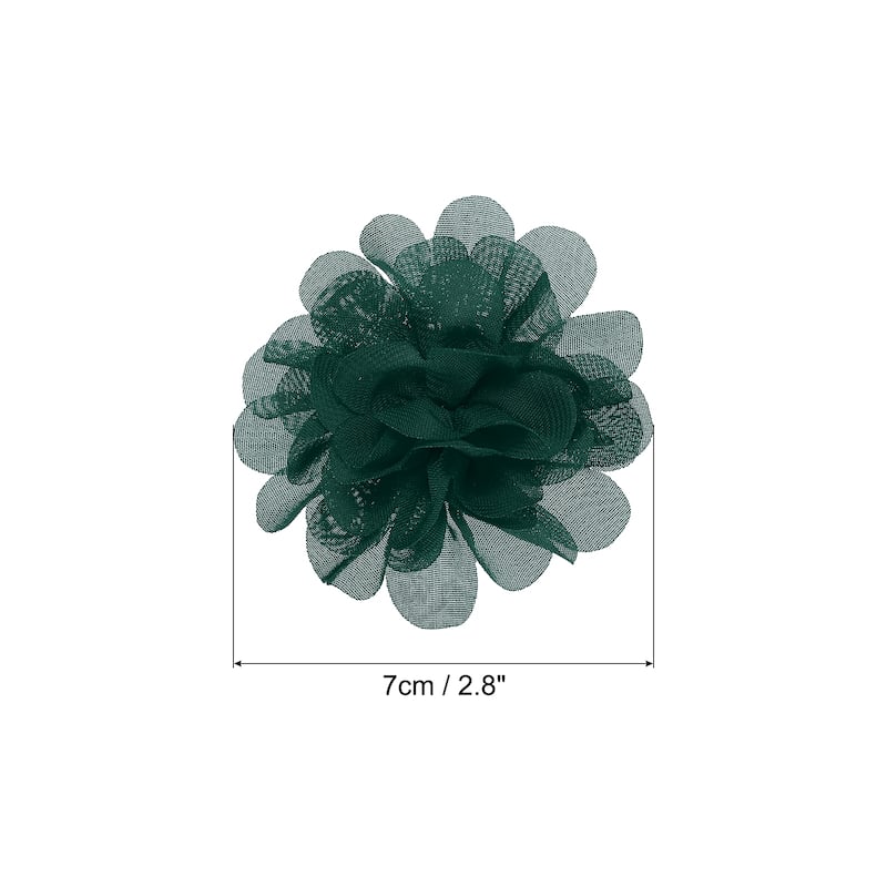 10Pcs Chiffon Flowers Fabric Flower Sewing Fabric Appliques - Invisible Green - 2.8"
