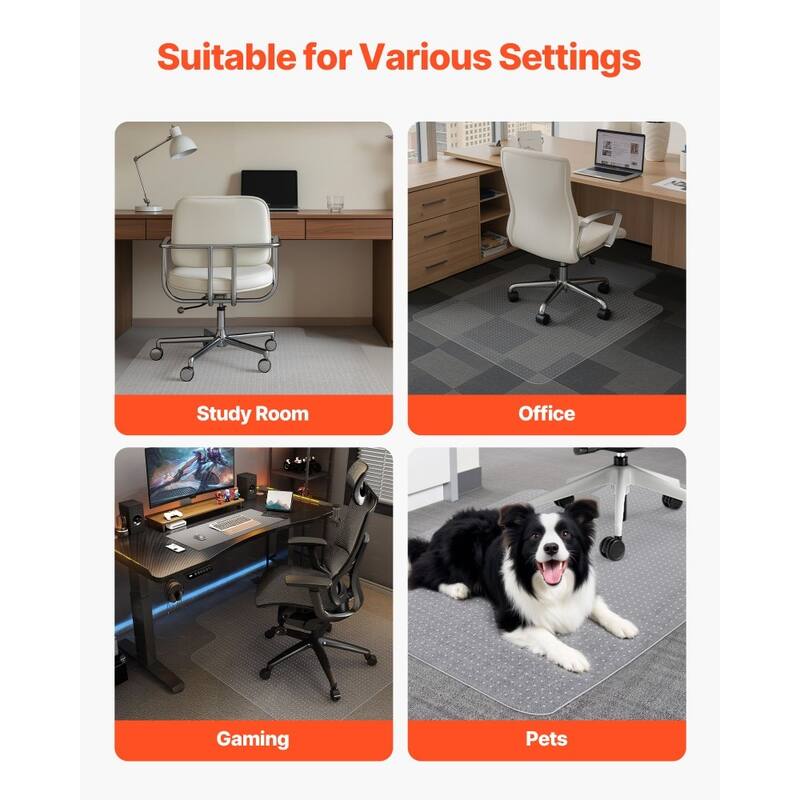 Transparent Frosted Chair Mat 36x48in Non-Slip Carpet Protector