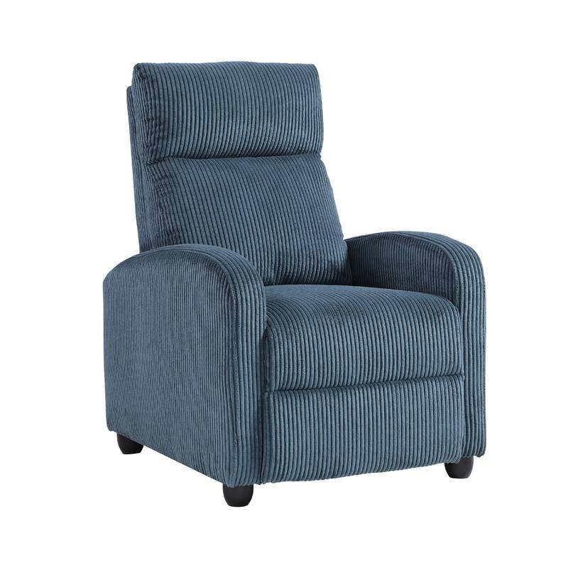 Pary Manual Push Back Reclining Chair with Midnight Blue Corduroy
