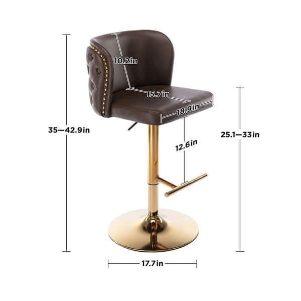 dimension image slide 2 of 4, Upholstered Adjusatble Swivel Bar Stools Set of 2