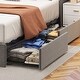 preview thumbnail 5 of 8, Queen Size Platform Bed Frame with LED, 4 Under-bed Portable Storage Drawers, Wings Headboard Design, Light Grey