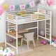 preview thumbnail 1 of 24, Twin Size Loft Bed with Desk and Shelve for Home White