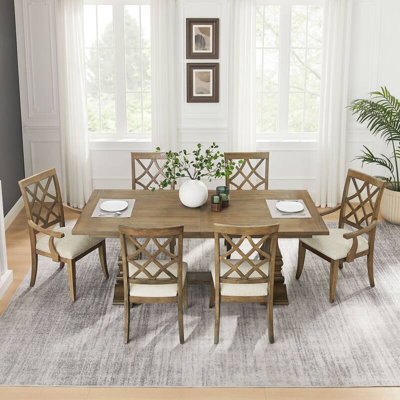 2-Pack Wooden Frame Dining Chairs, Comfortable Polyester Upholstery, Mid-Century Retro Style