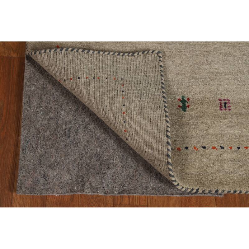 Hand Knotted Oriental 100% Wool Carpet Tribal Animal Pictorial Beige & Ivories Gabbeh Area Rug - 4' 10'' X 2' 9''