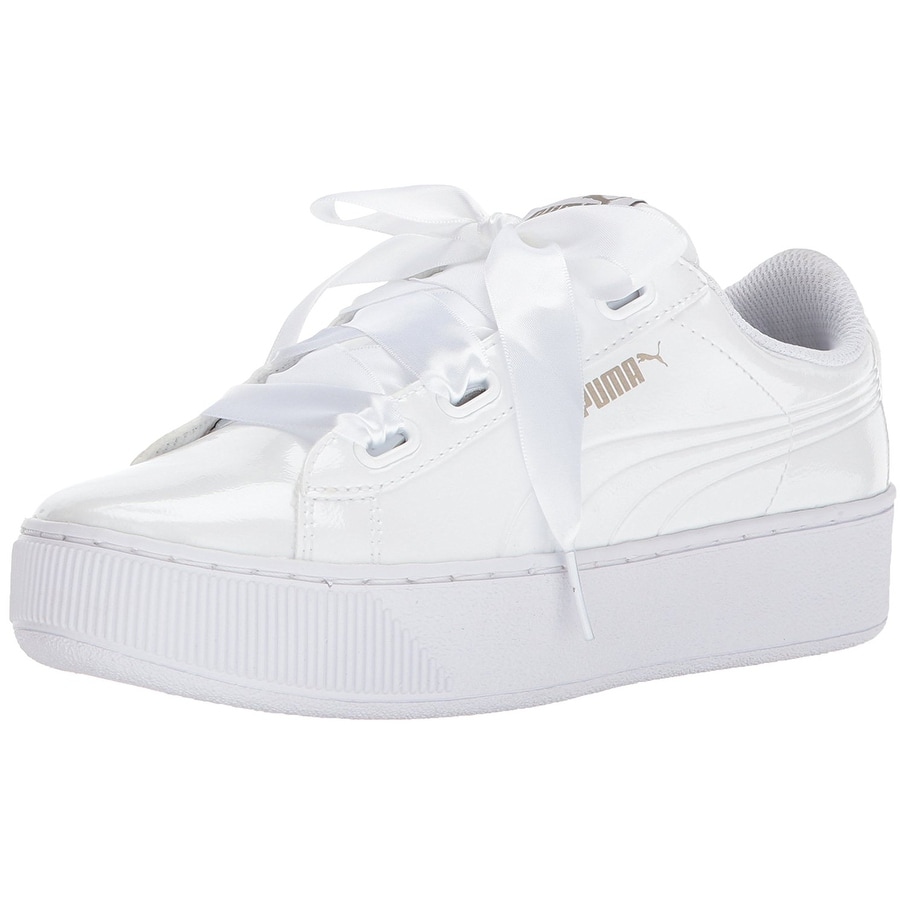 puma vikky ribbon platform white