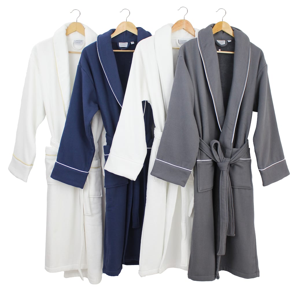 Authentic Hotel Spa Unisex Turkish Cotton Waffle Weave Terry Bath Robe