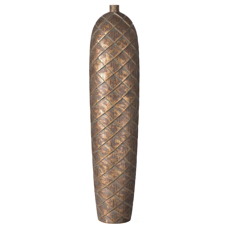 37 Inch Tall Cylinder Antique Style Designed Floor Vase - for Entryway, Dining, or Living Room Decor - Ceramic Rustic