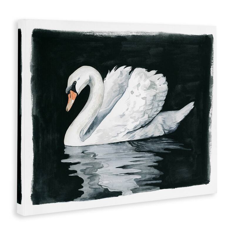 Stupell Beautiful Swan Black Reflection Canvas Wall Art by Grace Popp