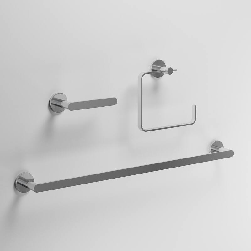 VIGO Arden 3-Piece Bathroom Hardware Accessory Set with 24 in. Towel Bar, Toilet Paper Holder, Hand Towel Holder - Chrome