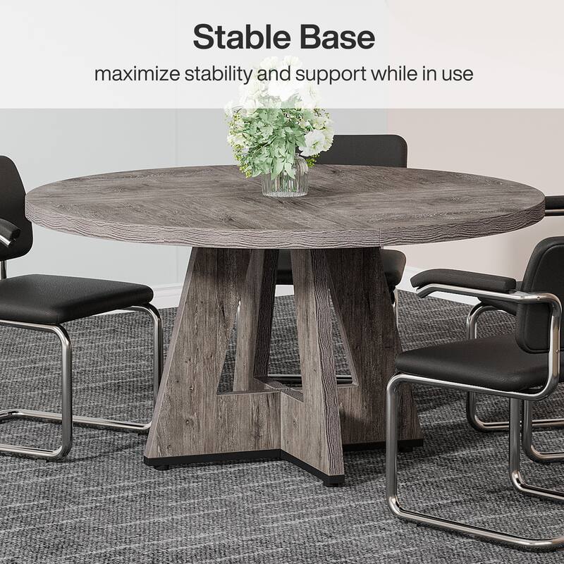 47-inch Round Conference Table for 4-6 People, Wooden Meeting Room Table