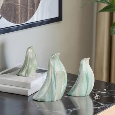 Stoneware Ceramic Bird Decorative Object Abstract Modern (Set of 3)