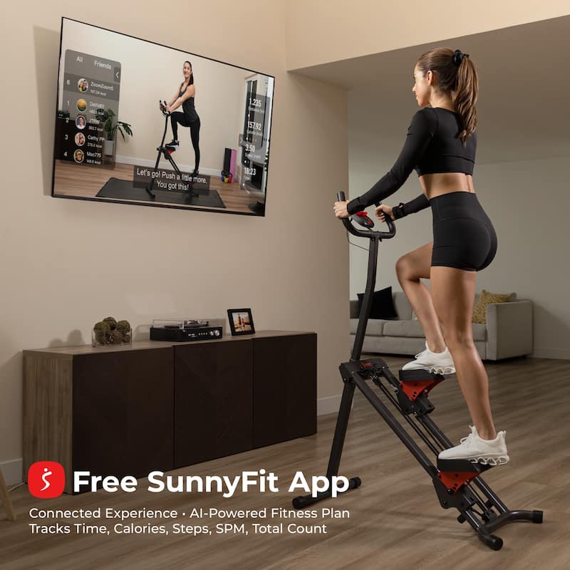 Sunny Health & Fitness Smart Foldable Stair Climber with Resistance Bands - SF-S025005