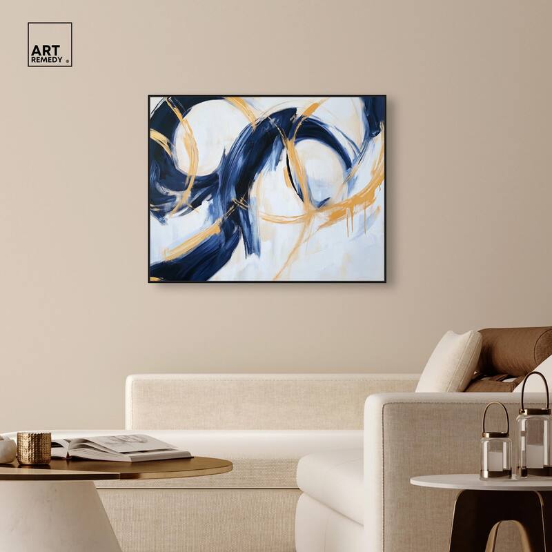 Navy and Gold Rings I Canvas by Art Remedy