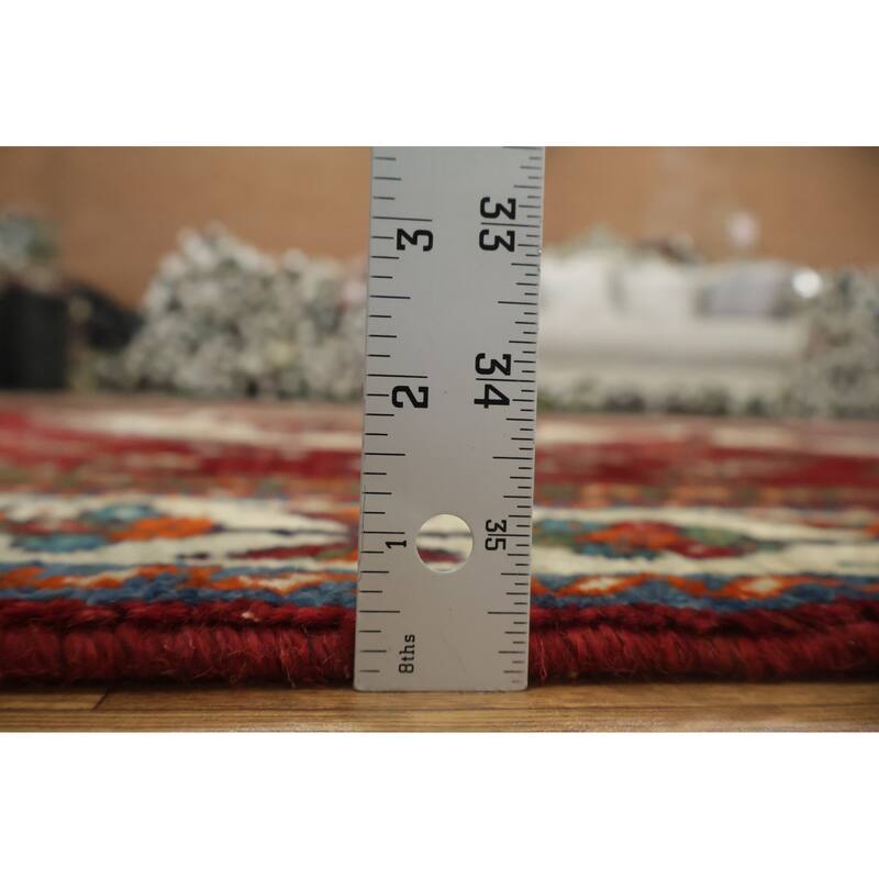 Hand Knotted Oriental 100% Wool Carpet Traditional Tribal Red Shiraz Area Rug - 8' 1'' X 5' 2''