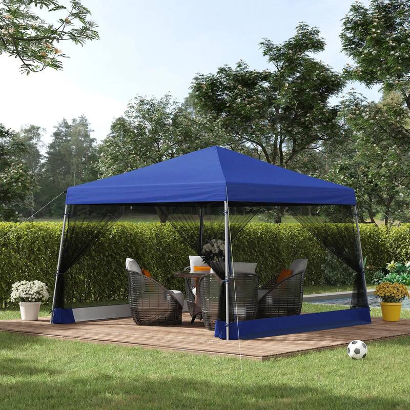 Slant Leg Pop Up Canopy Tent with Netting and Carry Bag, Sun Shelter