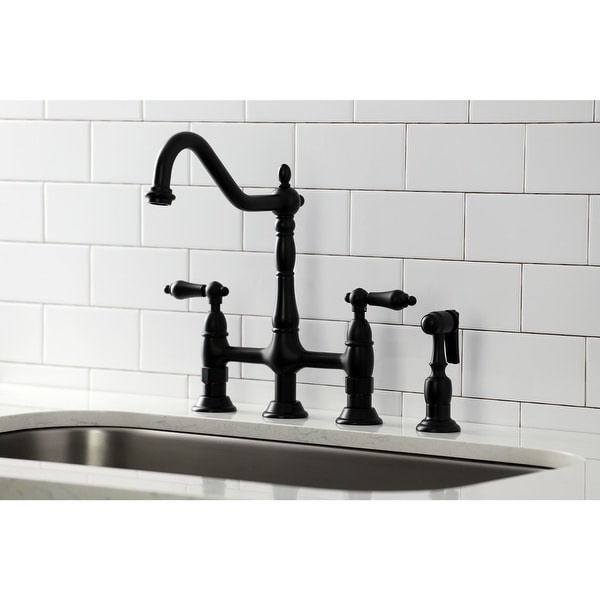 Heritage Bridge Kitchen Faucet with Brass Sprayer. Opens flyout.