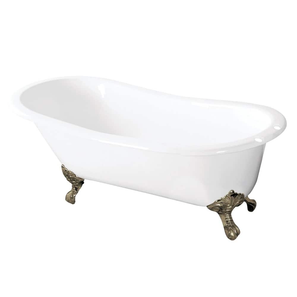 Kingston Brass Tazatina 57" Clawfoot Cast Iron Soaking Tub with