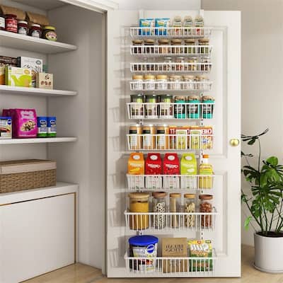 Over The Door Pantry Organizer Wall Mount White - 6.3"D x 16.53"W x 74.8"H