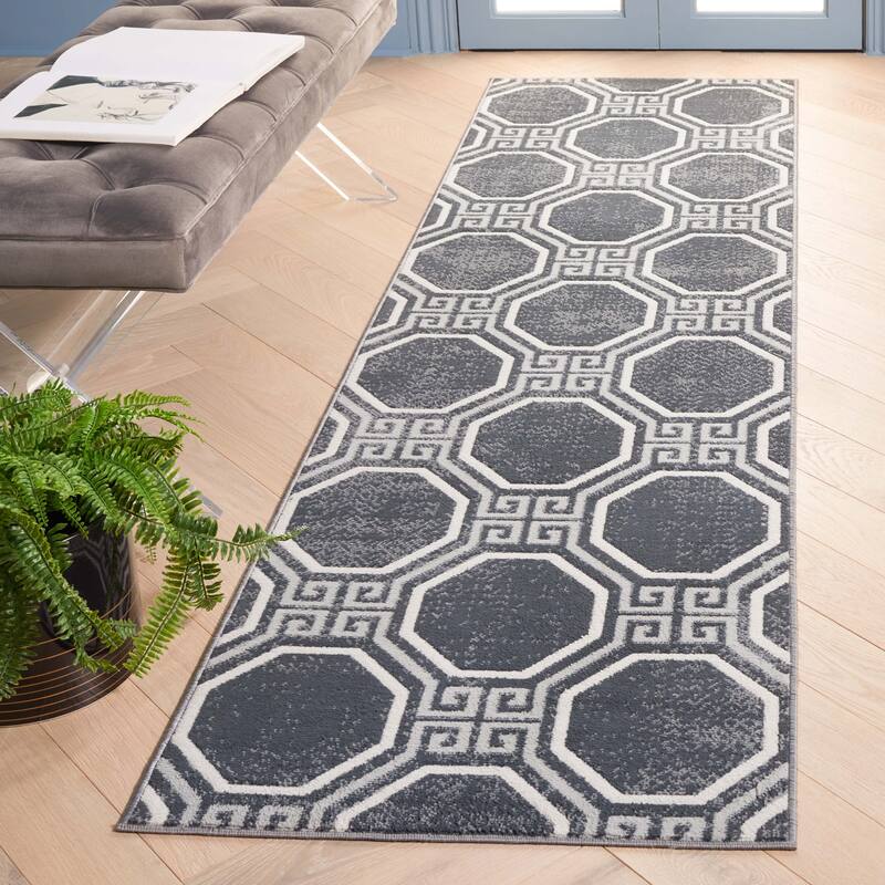 SAFAVIEH Odyssey Metha Modern Rug - 2'2" x 8' Runner - Black/Grey