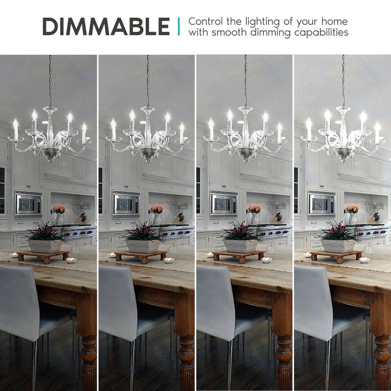Luxrite 5W Vintage E26 Candelabra LED Bulbs Dimmable, 550 Lumens, 60W Equivalent, Torpedo Tip Clear Glass (12 Pack)