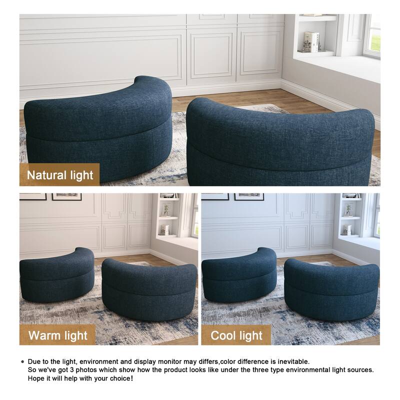 Chenille Half Moon Storage Ottoman(Set of 2)