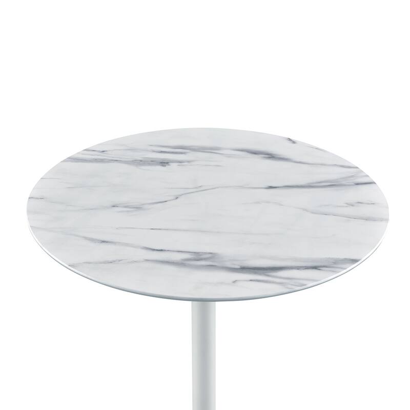 Round End Table with Marble Textured Top