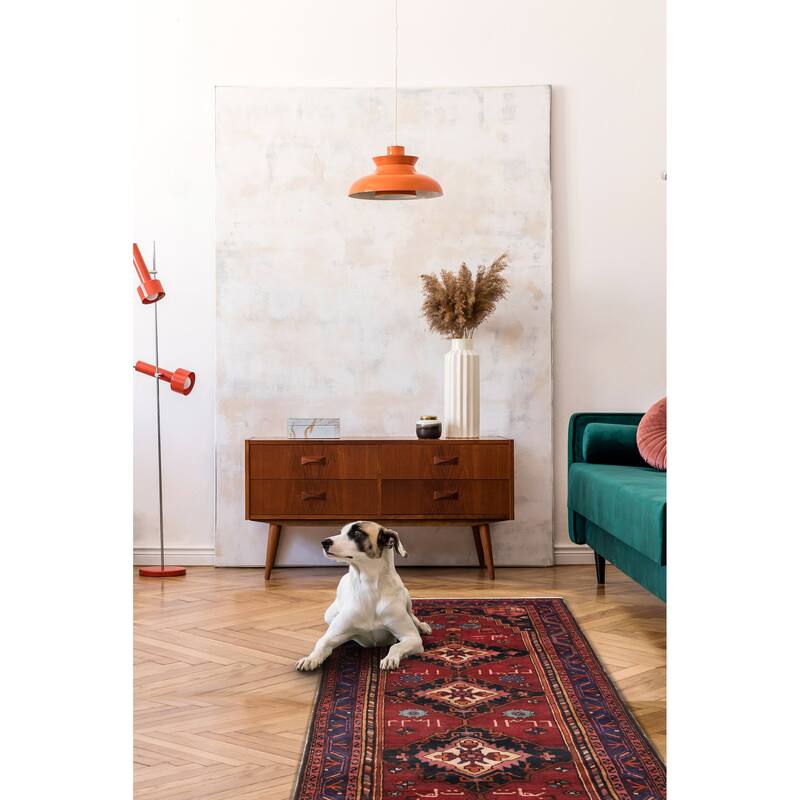 ECARPETGALLERY Hand-knotted Anadol Dark Red Wool Rug - 3'7 x 9'7