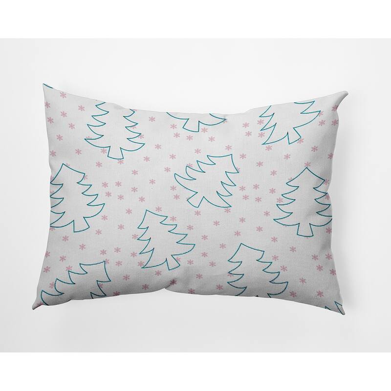 Christmas Tree Outlines Accent Pillow - 14" x 20" - Light Pink