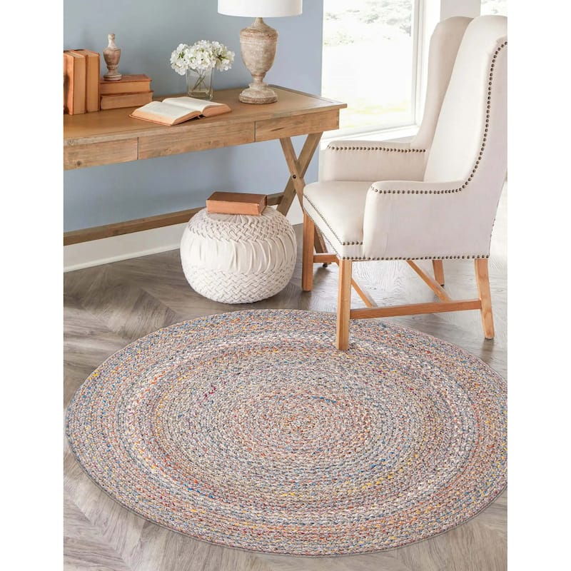 ECARPETGALLERY Braid weave Sienna Grey Wool Rug - 3'3 x 3'3
