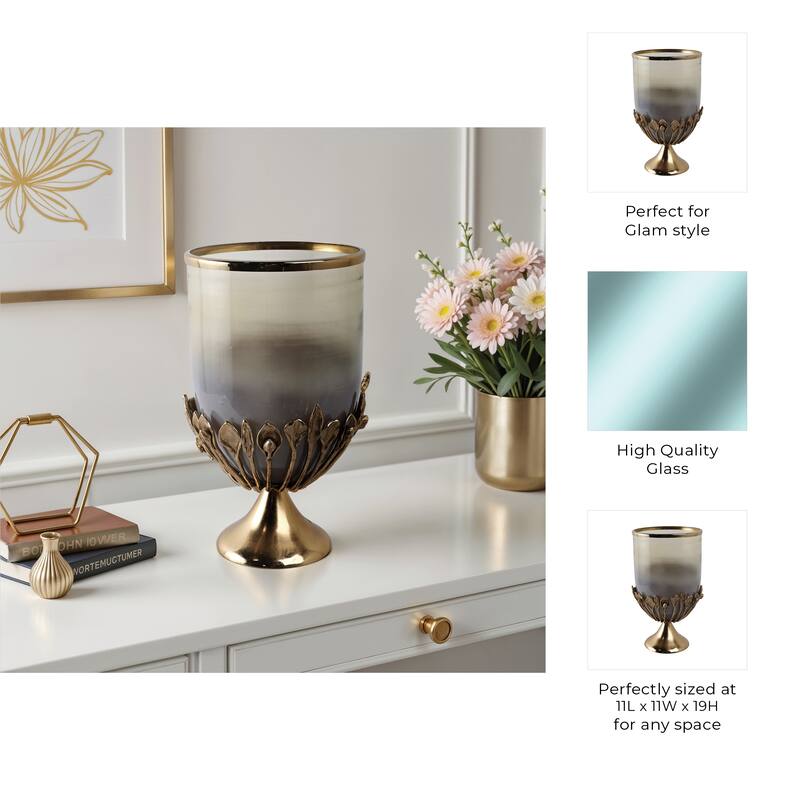 Glass Candle Holder Pedestal Hurricane Contemporary Tabletop Accent