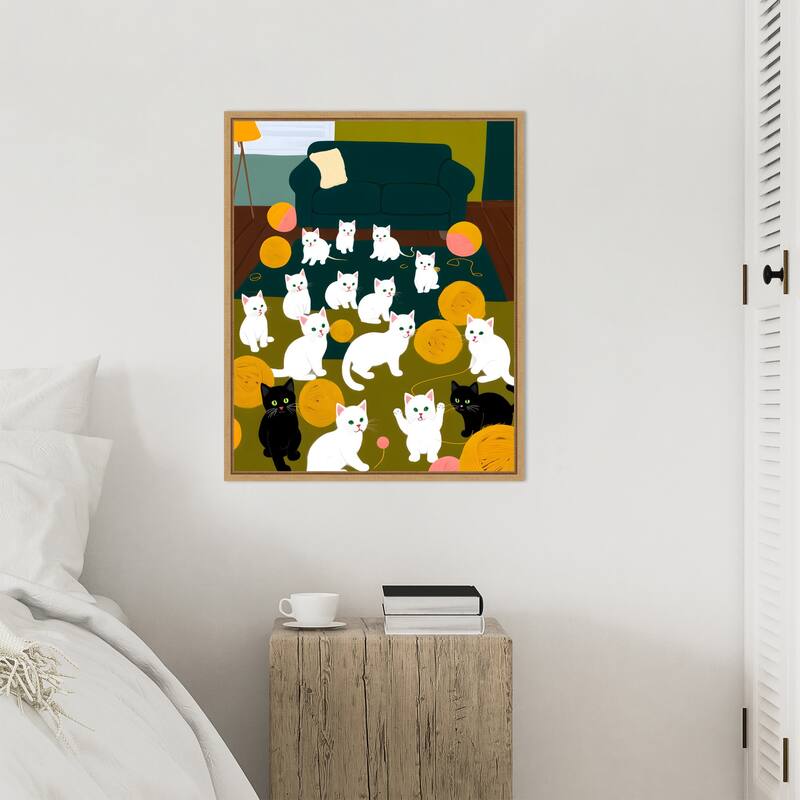 Cats a Wool by Uma Gokhale Framed Canvas Wall Art