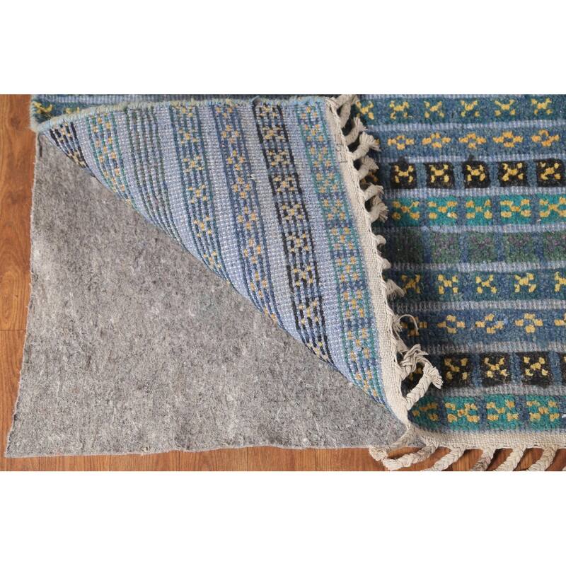 Striped Moroccan Oriental Area Rug Hand-Knotted Wool Carpet - 9'0" x 12'2"