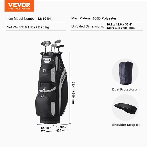 VEVOR Golf Cart Bag with 14 Way Organizer Divider Top Durable Golf