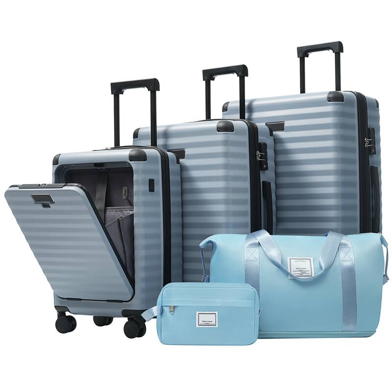 Luggage Sets 5 Piece with Front Opening , Hardside Expandable Carry on Suitcase