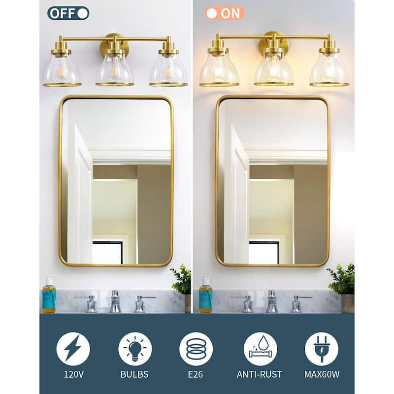 Hermosa Gold 3-Light Bathroom Vanity Light