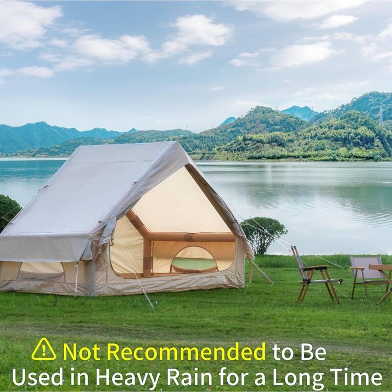 Inflatable Tent With Pump,Glamping Tents For 4-6 Person, Easy Setup 4 Season Waterproof Outdoor Tent