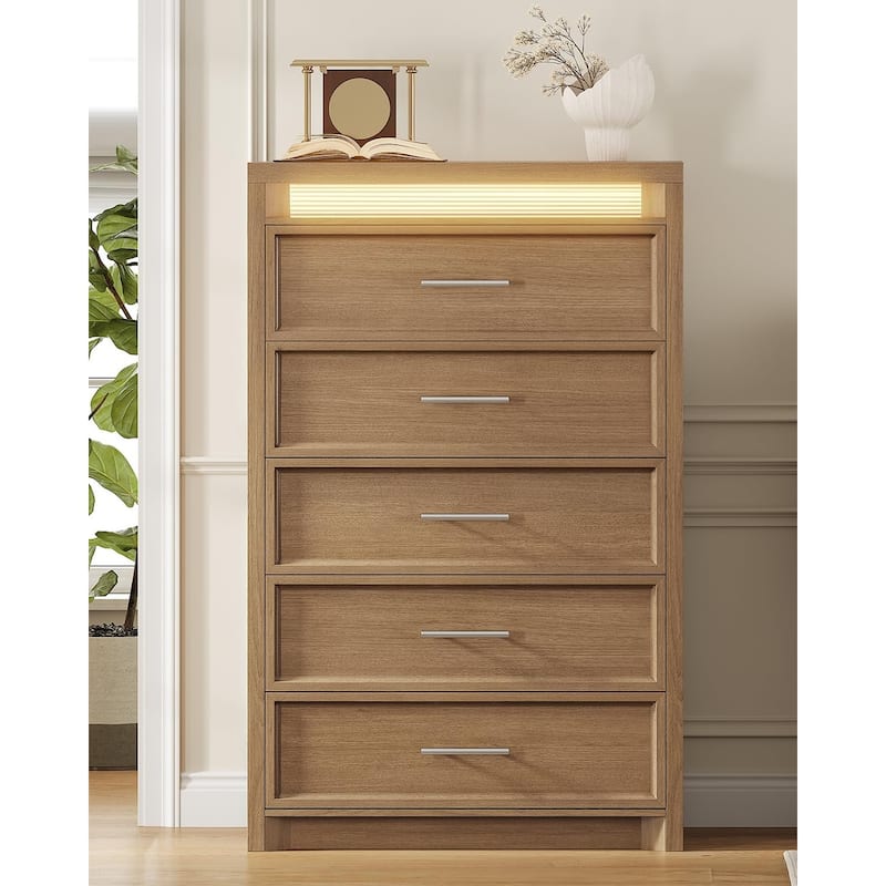 Dresser for Bedroom with Drawers Mid-Century Modern Dresser 3 Color Lights
